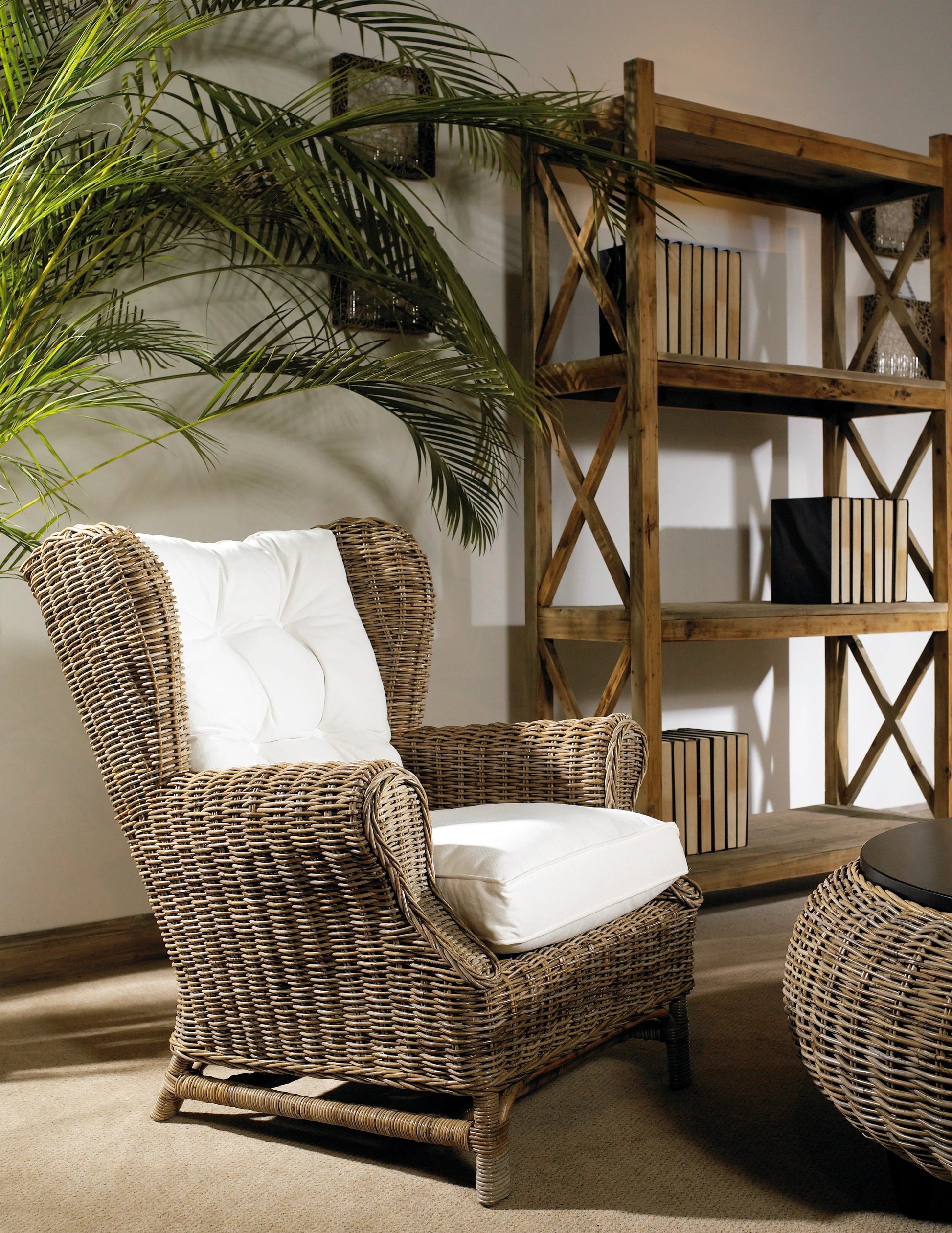 Wing Chair- Kubu-With White Cushion - Padma's Plantation